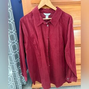 CJ Banks Button down corduroy shirt, pleated in back lower half. NWT, size 2x.